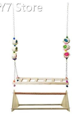 2 Pack Wood Chicken Perch Stand Bird Swing Toys Trainning Pe