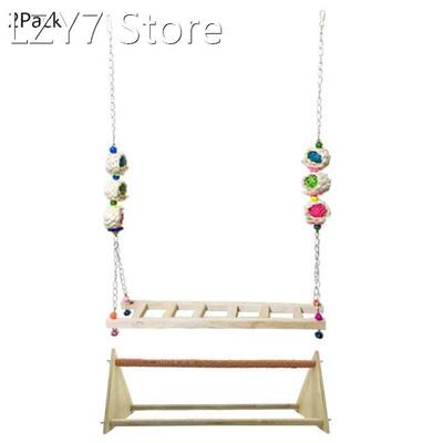 2 Pack Wood Chicken Perch Stand Bird Swing Toys Trainning Pe