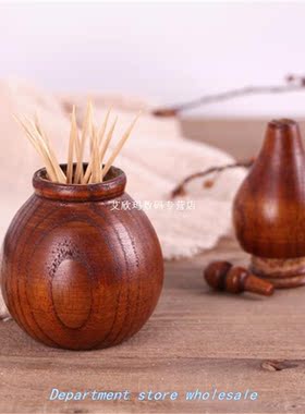 Creative Gourd Shaped Wood Toothpick Holder Vintage Home Acc