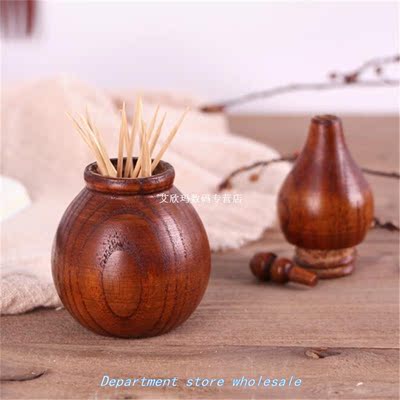 Creative Gourd Shaped Wood Toothpick Holder Vintage Home Acc