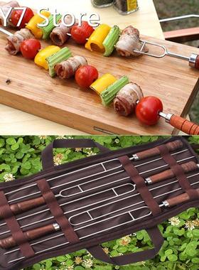 Outdoor Barbecue Fork Set Stainless Steel Grilling Sign Wood