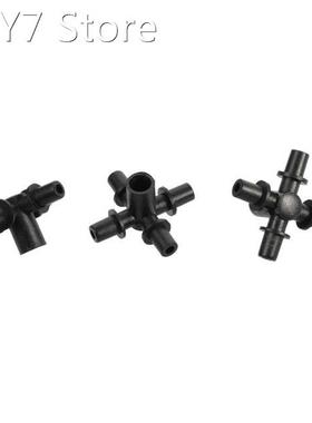 100 Pcs Garden Irrigation Hose Splitters Black 6mm Four Way