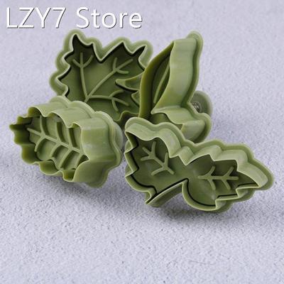 4PCS/Set Cookie Cutters Moulds Leaf Shape Plastic Baking Mou