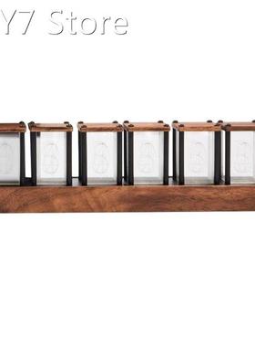 Table RGB Glow 6-Tube Clock Walnut Wood Base Highlight LED E