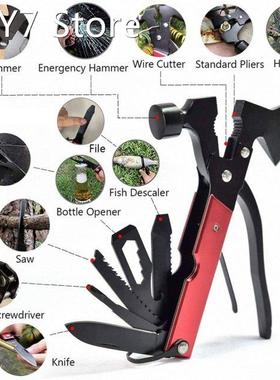 14 in 1 EDC Folding Multi Tools Ax Hatchet Wooden Handle Fir