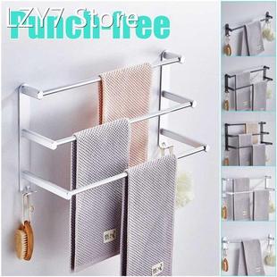 1/2/3Tiers 60cm Towel Hanger Wall Mounted Towel Rack Aluminu