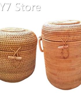 Handmade Rattan Storage Basket Snack Fruit Vegetable Box wit