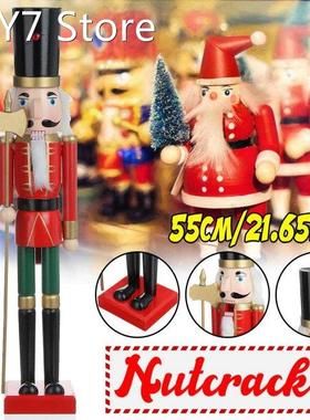 55CM Christmas Wooden Doll Decor Handmade Christmas Nutcrack