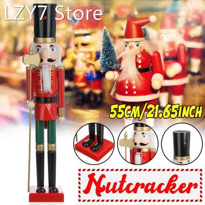 55CM Christmas Wooden Doll Decor Handmade Christmas Nutcrack