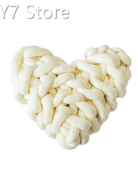Handmade Weave Knot Cushion Heart Shaped Macaron Color Cushi