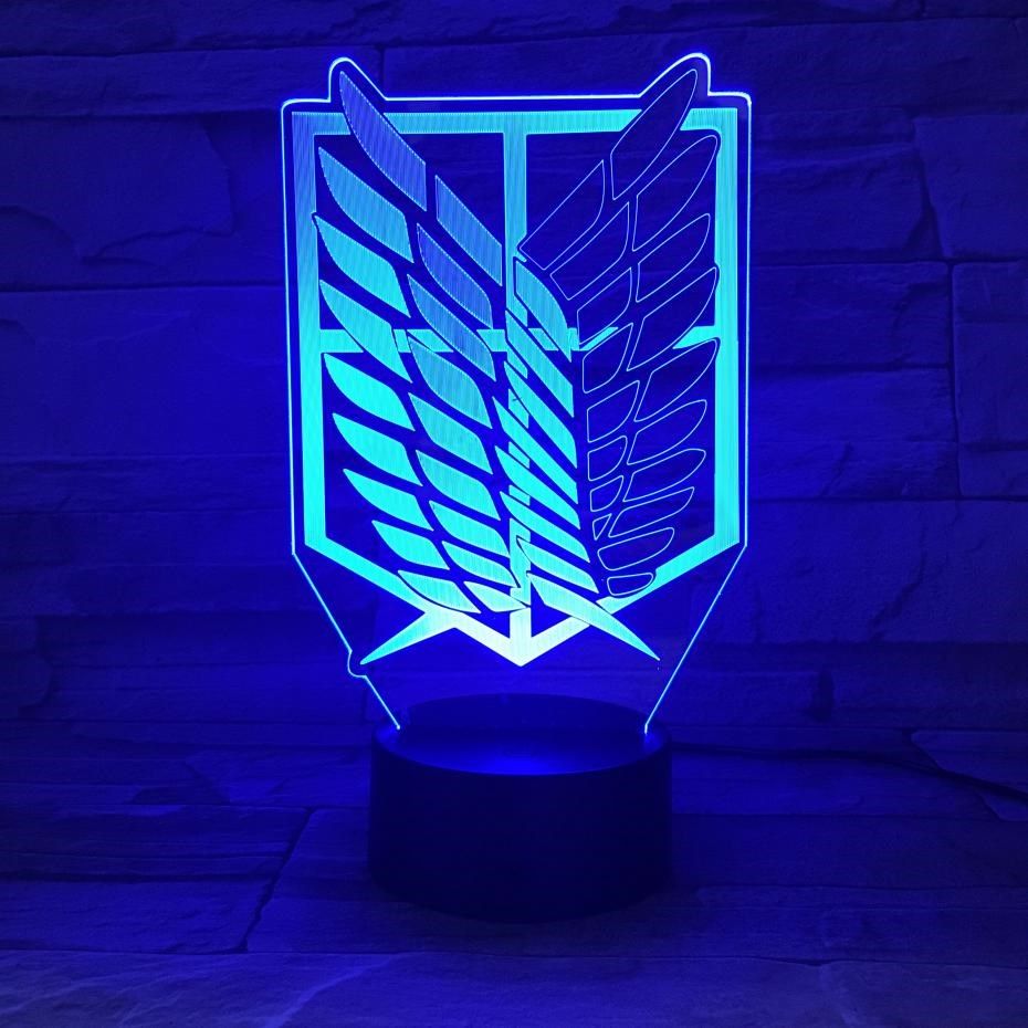 anime attack on titan night light led logo children kids boy