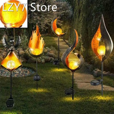 Waterproof LED Flame Flickering Lamp Outdoor Solar Lamp Land