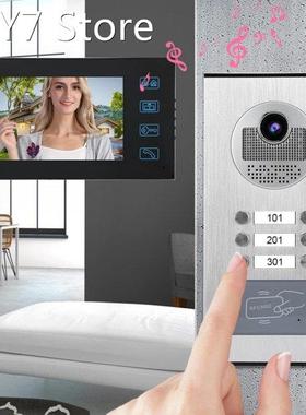 7in 3 Waterproof Monitors RFID Card Video Doorbell with Nigh