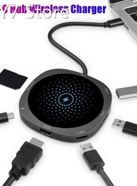 Type-C Hub Wireless Charger USB C Docking Station PD+USB3.0+