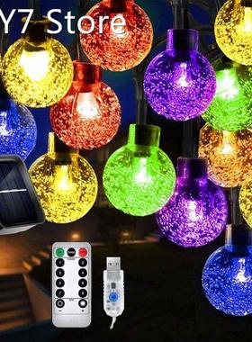 12M LED Solar Bulbs String Fairy Lights Outdoor Lamp Garden