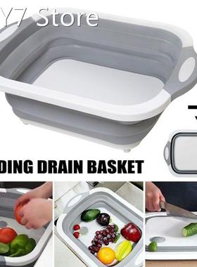 Multifunction Collapsible Cutting Board Drain Basket Vegetab