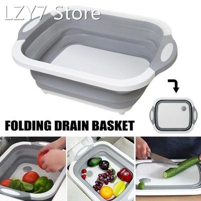 Multifunction Collapsible Cutting Board Drain Basket Vegetab