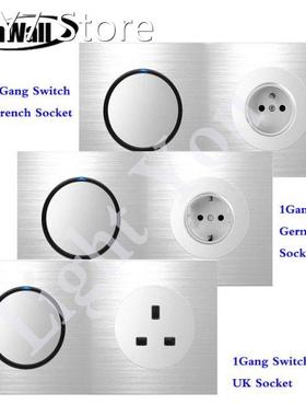 EU Standard Socket Double Panel 1Gang Switch+ EU Socket Hous