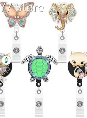 5Pcs Retractable Badge Reel Cute Animals Badge Holder Bling