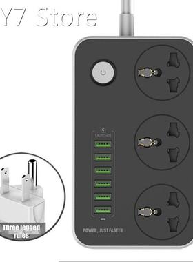 3 Round Pin US Plug Power Strip Switch 2 M cable Universal O