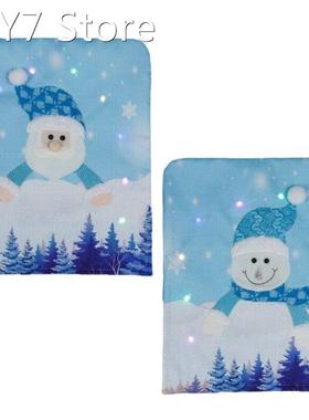 LED Christmas Chair Cover Santa Claus Snowman Decorative Lig