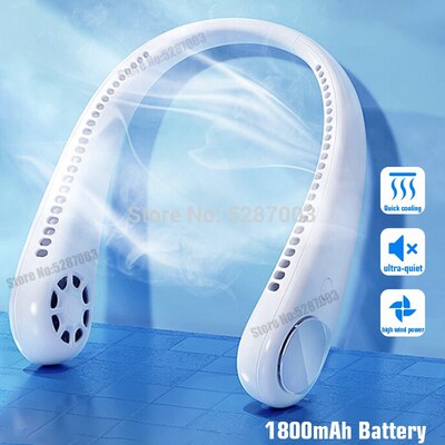 Air Conditioner Neck Fan Leafless Cooler Portable Smart Dual