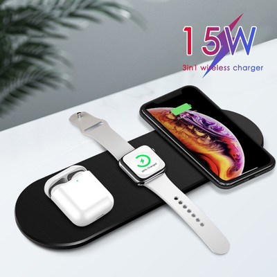 3 In 1 10W Wireless Charger Pad Qi Induction Fast Charging