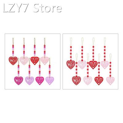 8 Pcs/Set Exquisite Beads Garlands Ornaments Wooden Heart Em