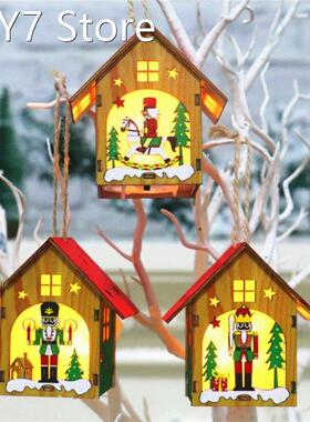 Led Walnut Soldiers Hut WoodHouse Christmas Decorations Chri