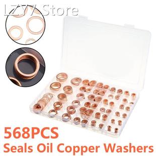 568pcs Copper Washer Gasket Nut Bolt Seals Oil Flat Rings W