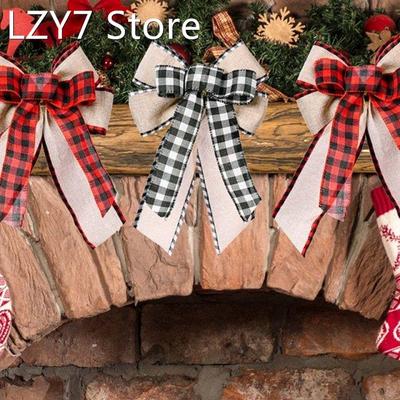 2022 New Plaid Bow Christmas Wreath Holiday DIY Crafts Door