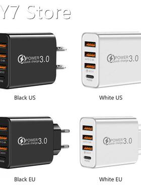 Universal Portable 3 USB Port+PD20W Type-C Phone Charger Sma