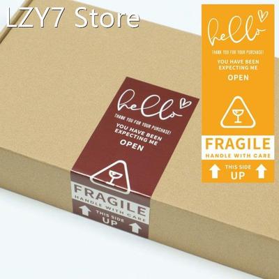 10-30pcs 6x15cm Red Yellow Thank You Stickers Fragile &q