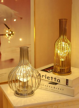 Led Copper Wire Iron Lamp Creative Wine Glass Wine Bottle Mo