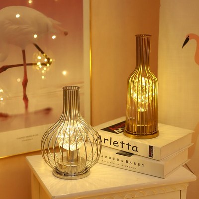 Led Copper Wire Iron Lamp Creative Wine Glass Wine Bottle Mo
