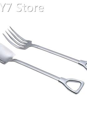 2pcs/set Stainless Steel Spoon Fork Creativity Shovel Shaped