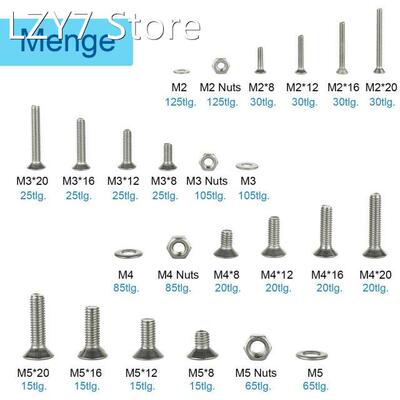 1120pcs Countersunk Head Screws Nuts Set M2-M5 Stainless Ste