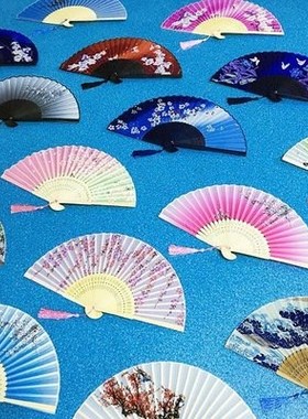 Cute Japanese cartoon children's mini cloth folding fan