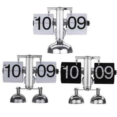 Digital Auto Flip Clock Retro Vintage Style Down Metal Sing