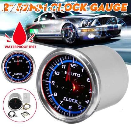 Waterproof Clock Gauge 2 52mm LED Red & Blue Backlight I