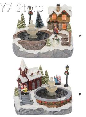 Christmas Village Scene Ornament Colorful LED Lighted Resin