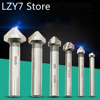 6Pcs 3 Flute 90 Degree Hss Chamfer Cutter Chamfering Drillin
