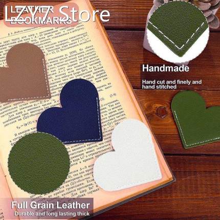 12* Leather Heart Bookmarks Vintage Corner Page Marker