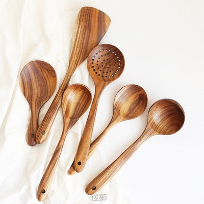 Nishida Iyu wooden household spoon teak spatula kitchenware