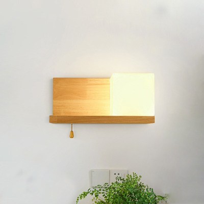 Nordic Glass Wall Lamp Wood Art Bedside Stairs Creative Appl