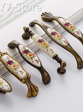Vintage Ceramic Handle Antique Bronze Cabinet Pull Knob Ward