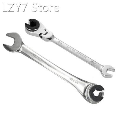 Flex-Head Ratcheting Wrench 10/13mm Vanadium Steel Tubing Ra