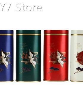 Tea Container Sealed Cans Candy Snacks Pots Crane Pattern Su