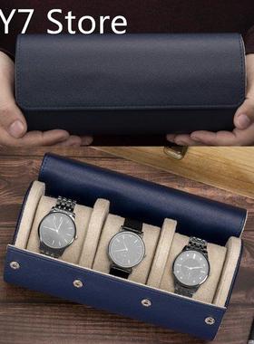 3 Slots Watch Roll Travel Case Chic Portable PU Leather Disp