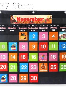 Black Calendar Weather Pocket Chart Set with 88 Cards Clear